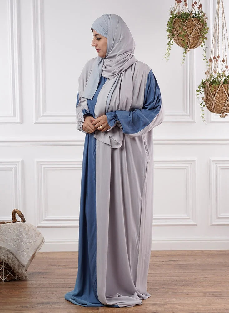 Afaq Two-Tone Prayer Garment- Blue & Grey