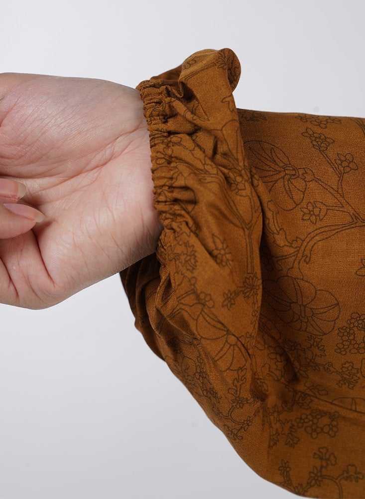 Brown Flowery/Wooded Prayer Gown