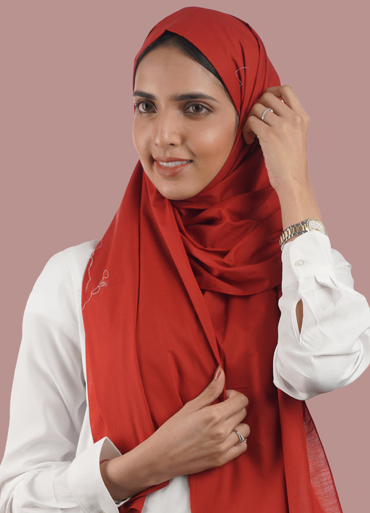 Spanish - Maroon Red Plain Hijab/Scarf