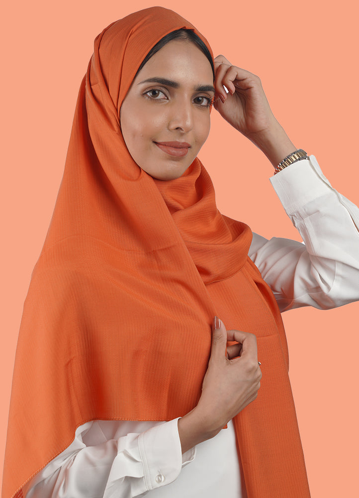 Spanish - Striped Brick Red Hijab/Scarf