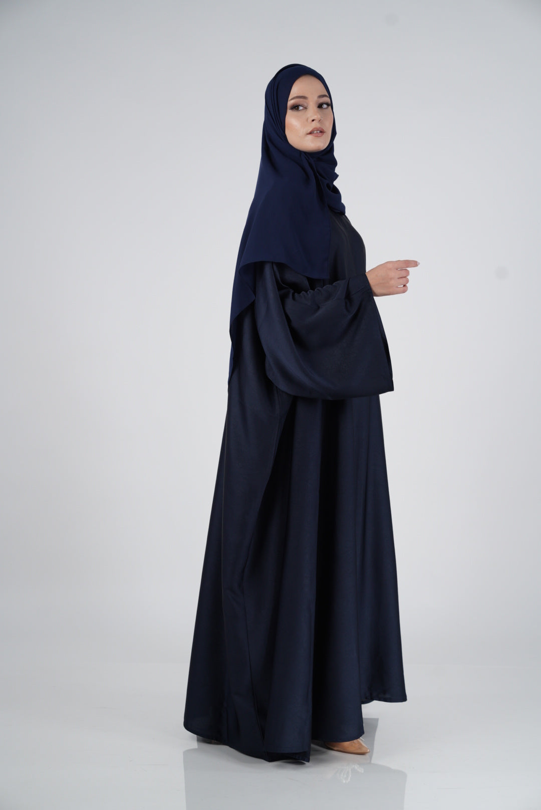 Dark Blue Silk Abaya & Hijab Set