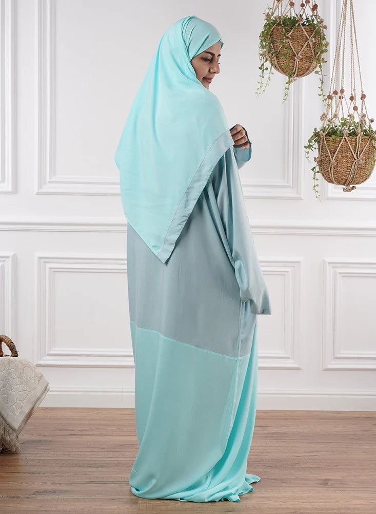 Afaq Two-Tone Prayer Garment: Tiffany and Light Blu