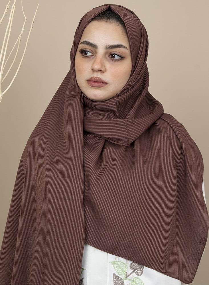 Spanish - Striped Dark Brown Hijab/Scarf