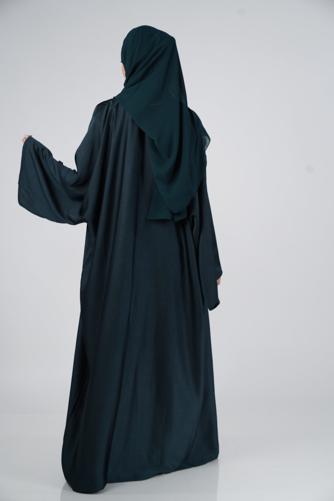 Dark Green Silk Abaya &amp; Hijab Set