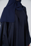 Dark Blue Silk Abaya &amp; Hijab Set