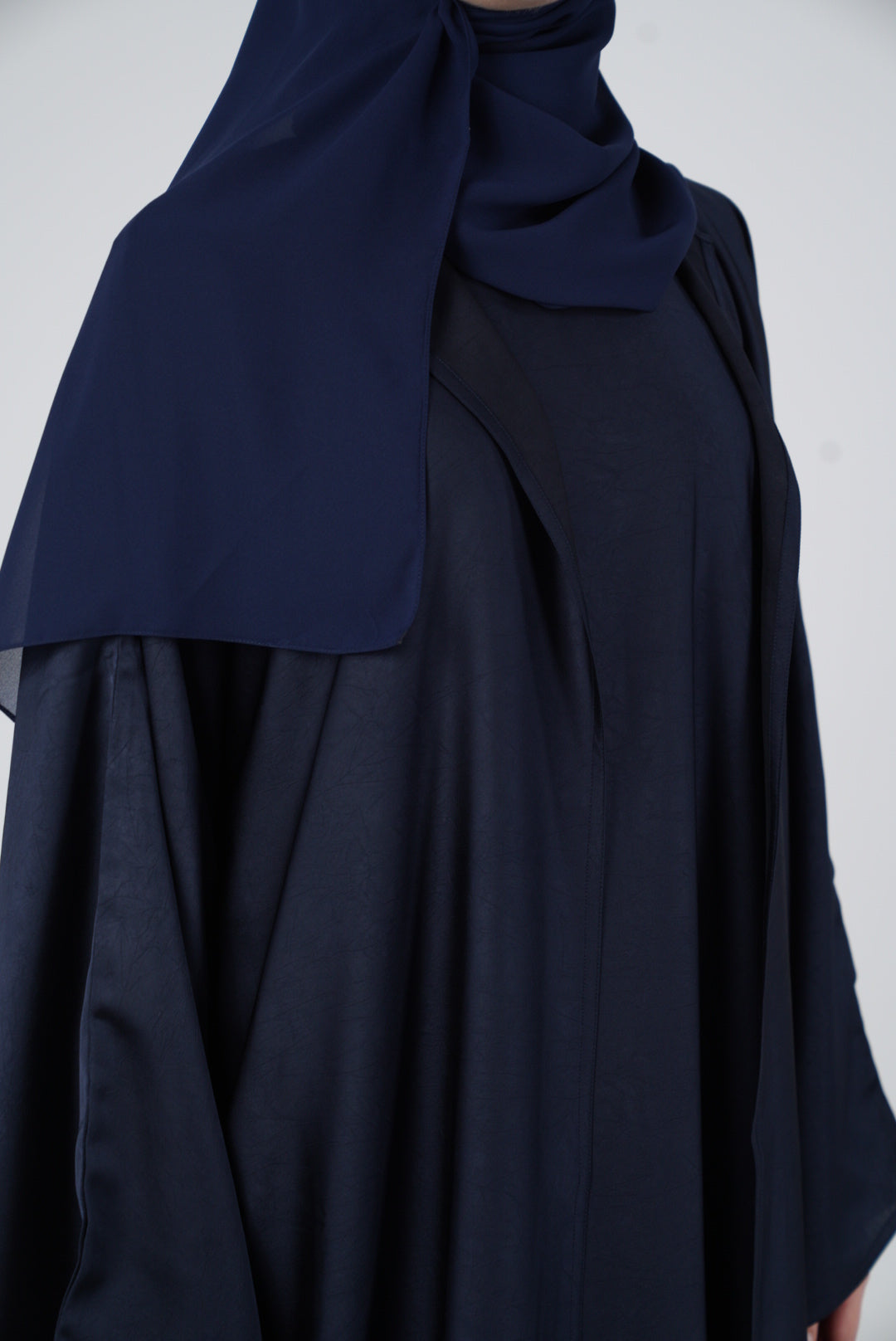 Dark Blue Silk Abaya &amp; Hijab Set