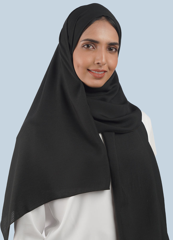 Spanish - Striped Black Hijab/Scarf