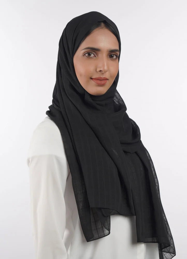 Spanish - Striped Black Hijab/Scarf