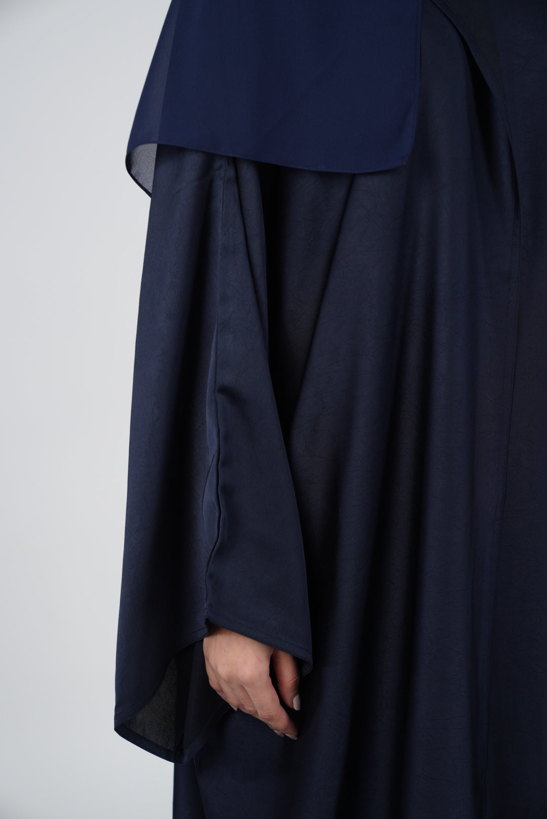 Dark Blue Silk Abaya &amp; Hijab Set