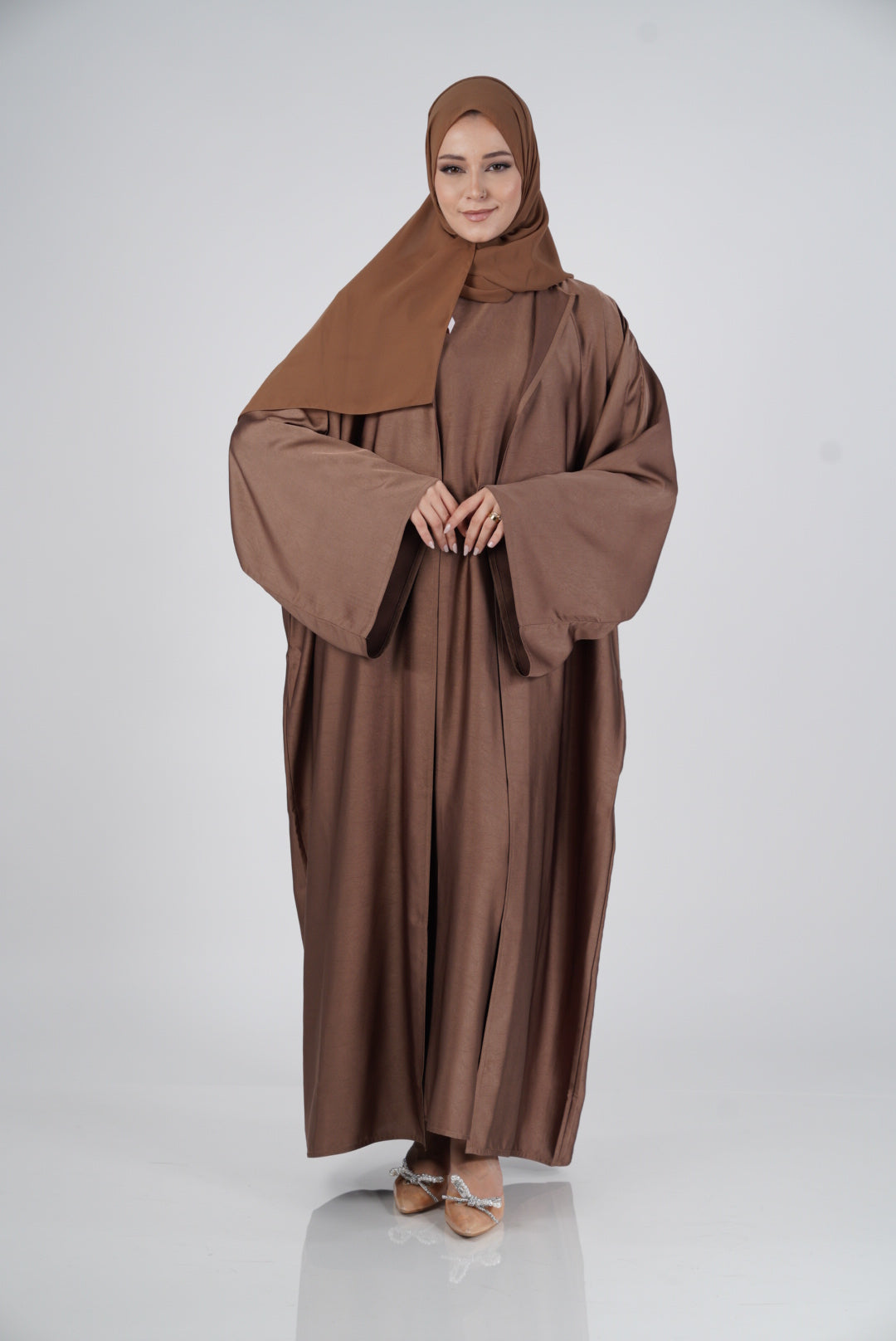 Bronz Silk Abaya & Hijab Set