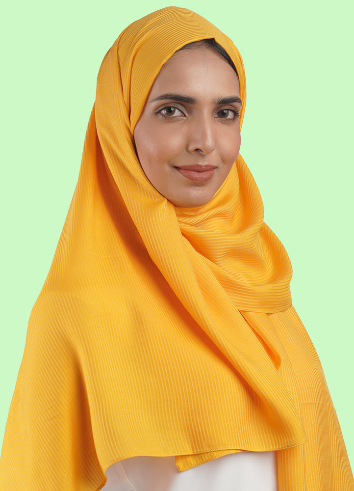 Spanish - Striped Lime Mustard Hijab/Scarf