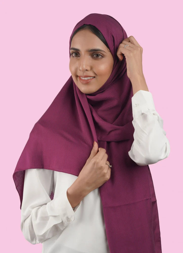 Spanish - Striped Dark Mauve Hijab/Scarf