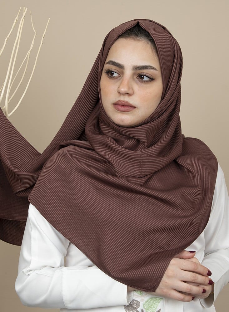 Spanish - Striped Dark Brown Hijab/Scarf