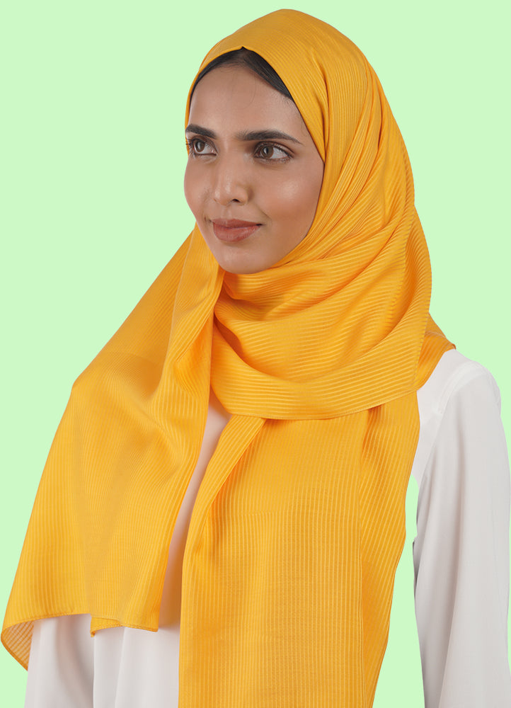 Spanish - Striped Lime Mustard Hijab/Scarf