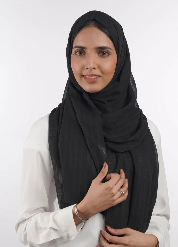 Spanish - Striped Black Hijab/Scarf