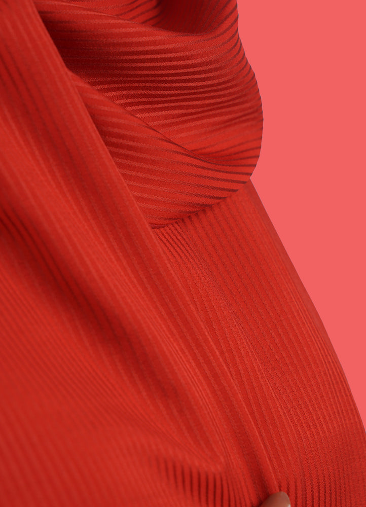 Spanish - Striped Red Hijab/Scarf