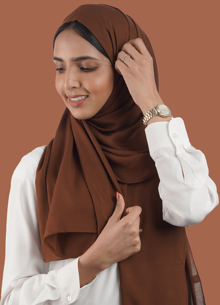 Spanish - Dark Brown Plain Hijab/Scarf