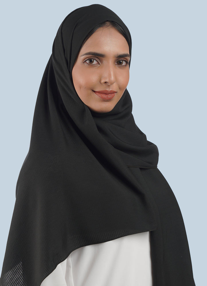 Spanish - Striped Black Hijab/Scarf