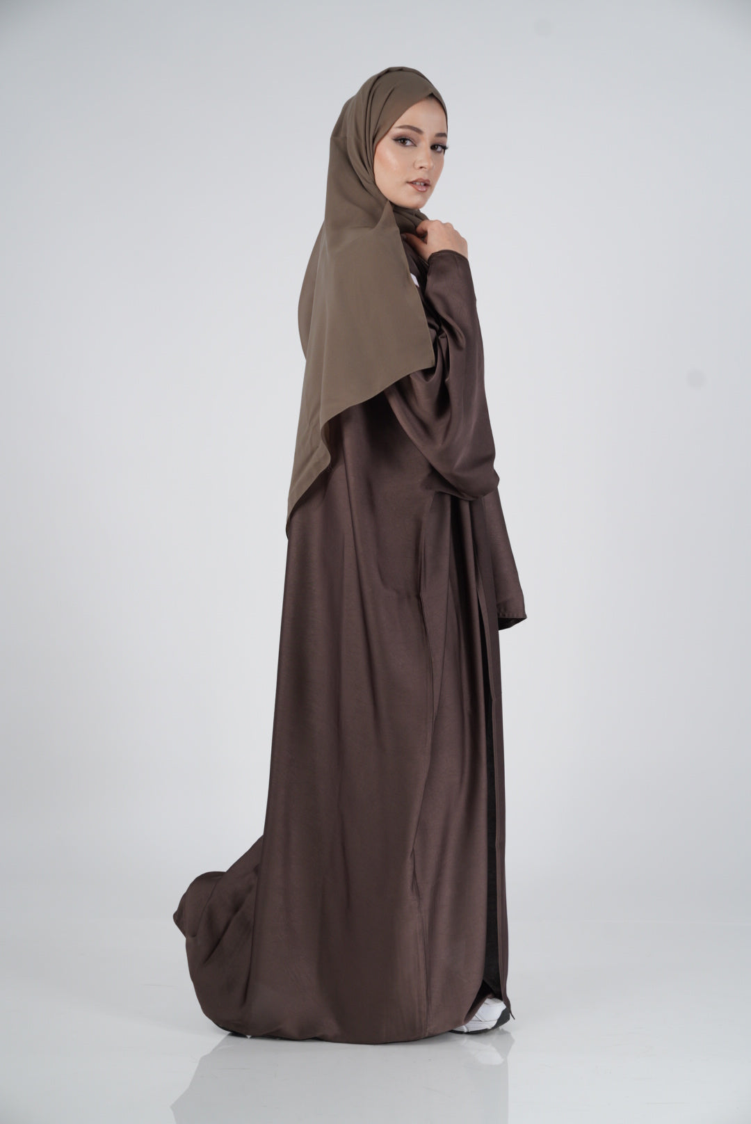 Silk Brown Abaya &amp; Hijab Set