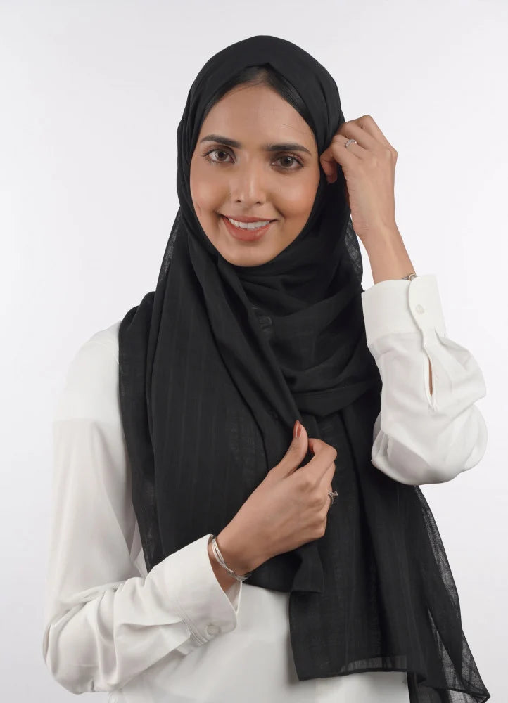 Spanish - Striped Black Hijab/Scarf