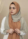 Tales - Light Olive Green and Brick Red Hijab/Scarves