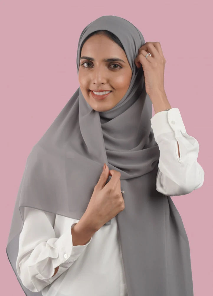 Japanese Tales - Light Grey Hijab/Scarves