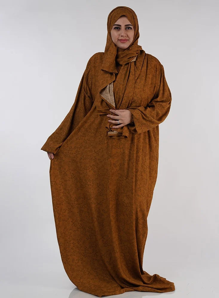 Brown Flowery/Wooded Prayer Gown