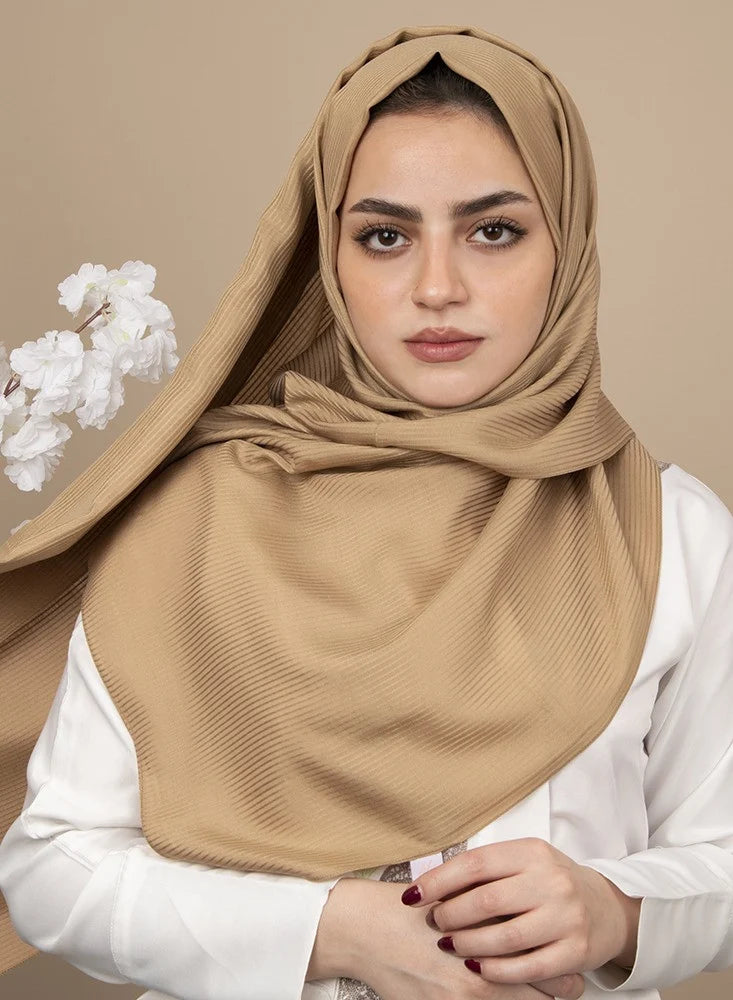 Spanish - Striped Brown Hijab/Scarf