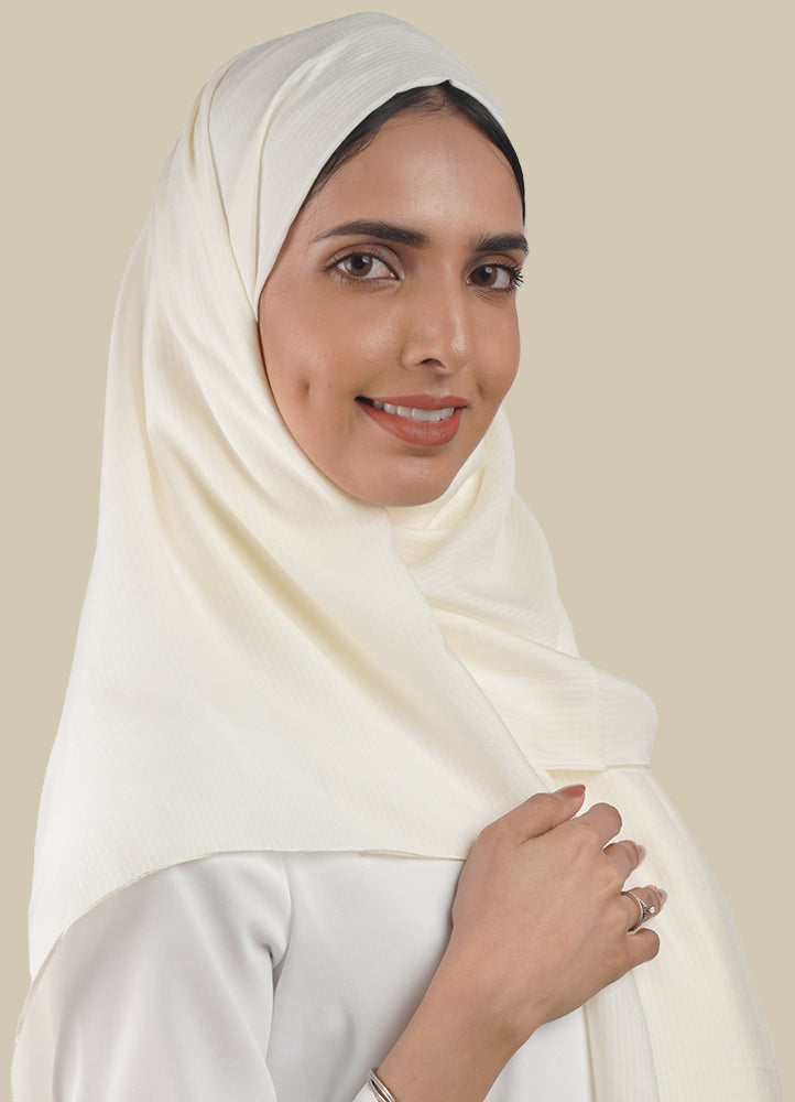 Spanish - Striped Cream Hijab/Scarf