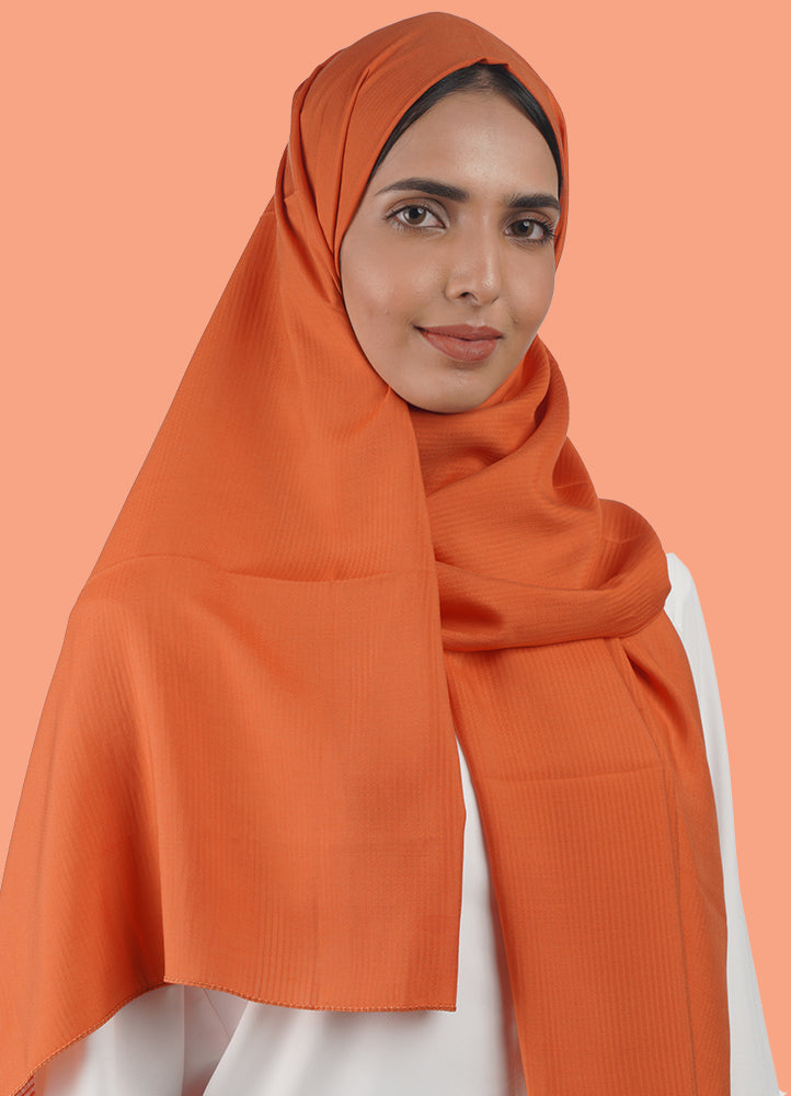 Spanish - Striped Brick Red Hijab/Scarf