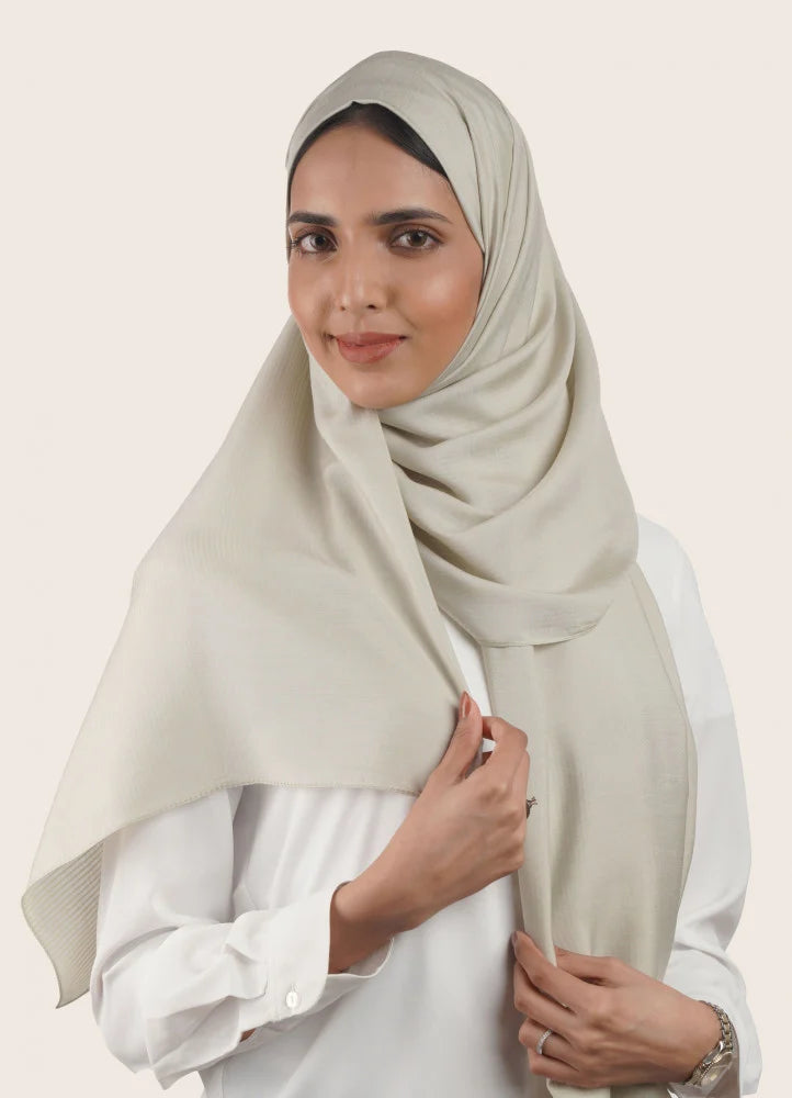 Spanish - Striped Beige Hijab/Scarf