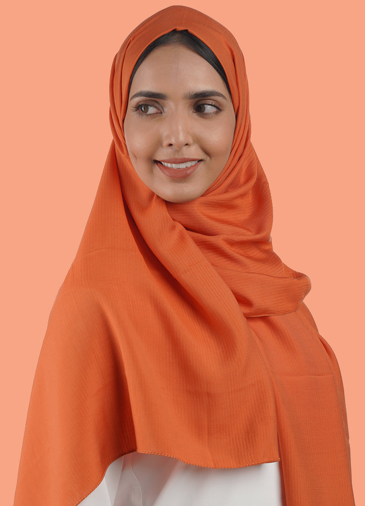 Spanish - Striped Brick Red Hijab/Scarf