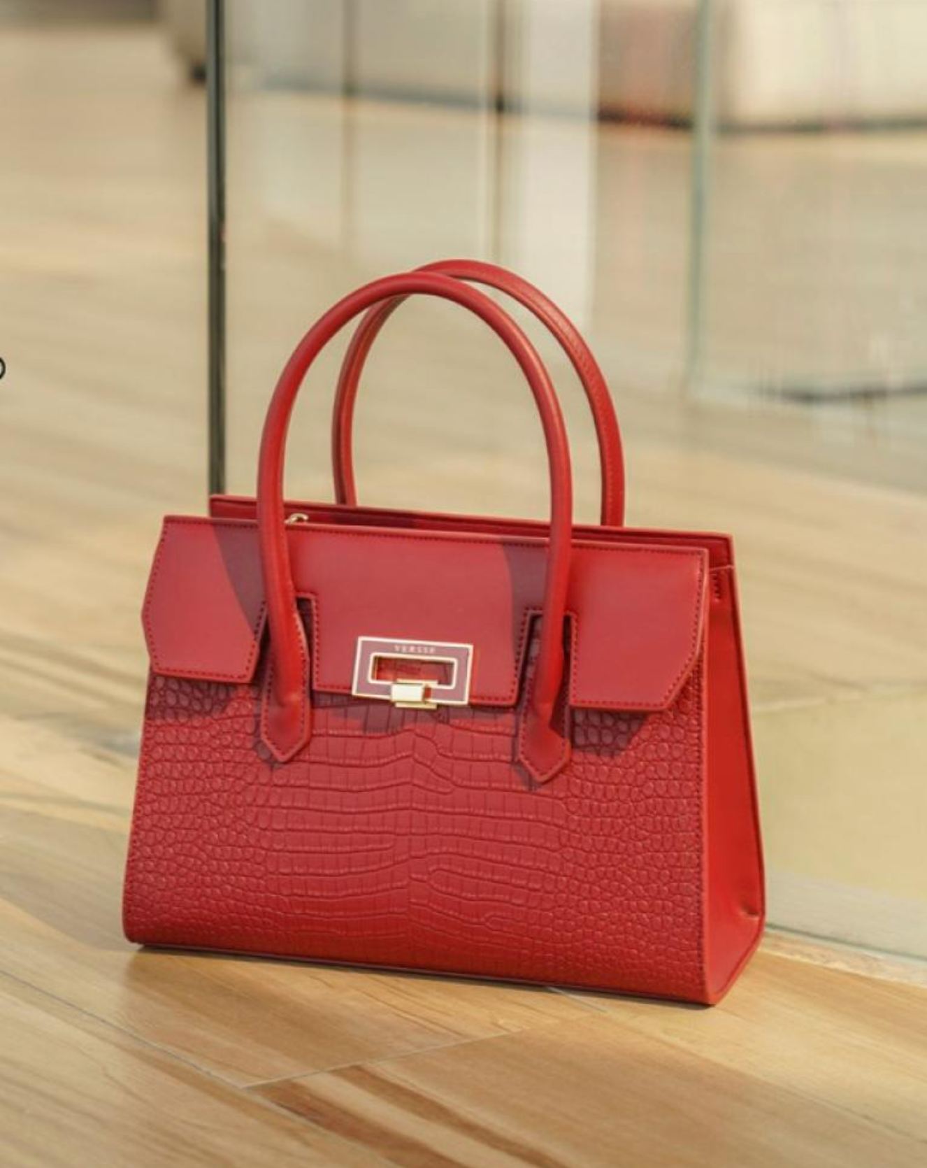 Chic & Refined Croc-Effect Handbag Marron - 088
