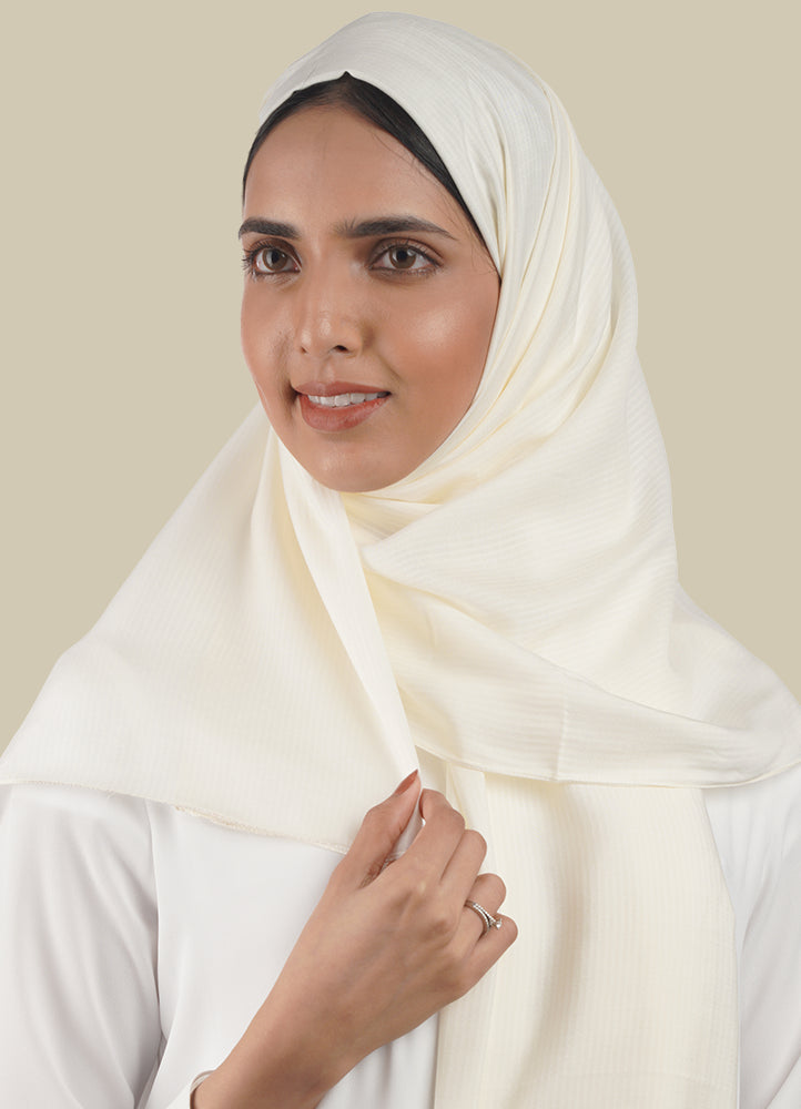 Spanish - Striped Cream Hijab/Scarf