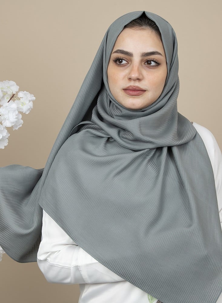 Spanish - Striped Silver Hijab/Scarf