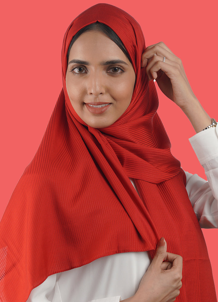 Spanish - Striped Red Hijab/Scarf