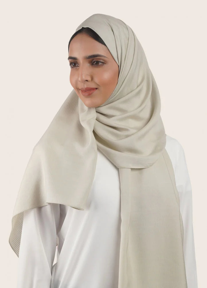Spanish - Striped Beige Hijab/Scarf