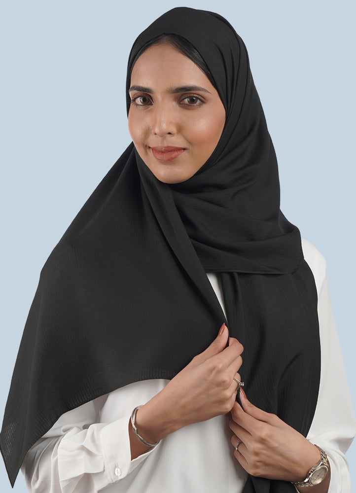 Spanish - Striped Black Hijab/Scarf