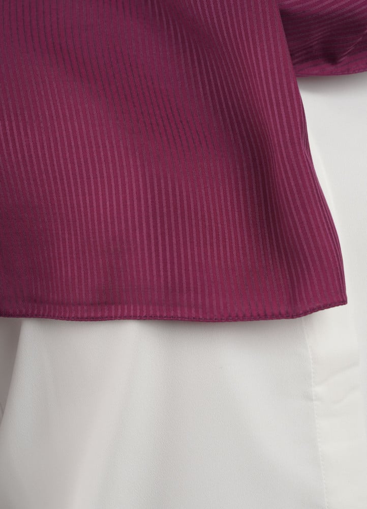 Spanish - Striped Dark Mauve Hijab/Scarf