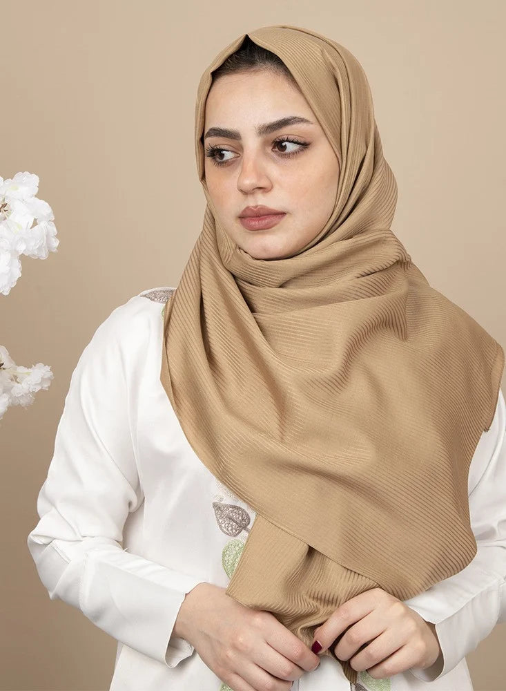 Spanish - Striped Brown Hijab/Scarf