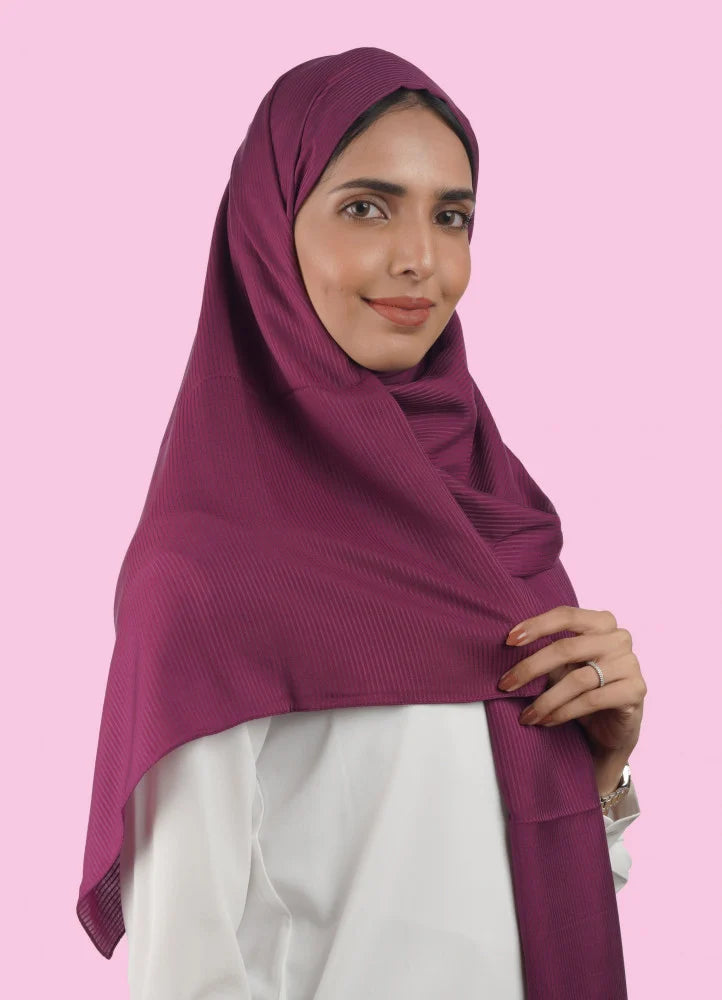 Spanish - Striped Dark Mauve Hijab/Scarf