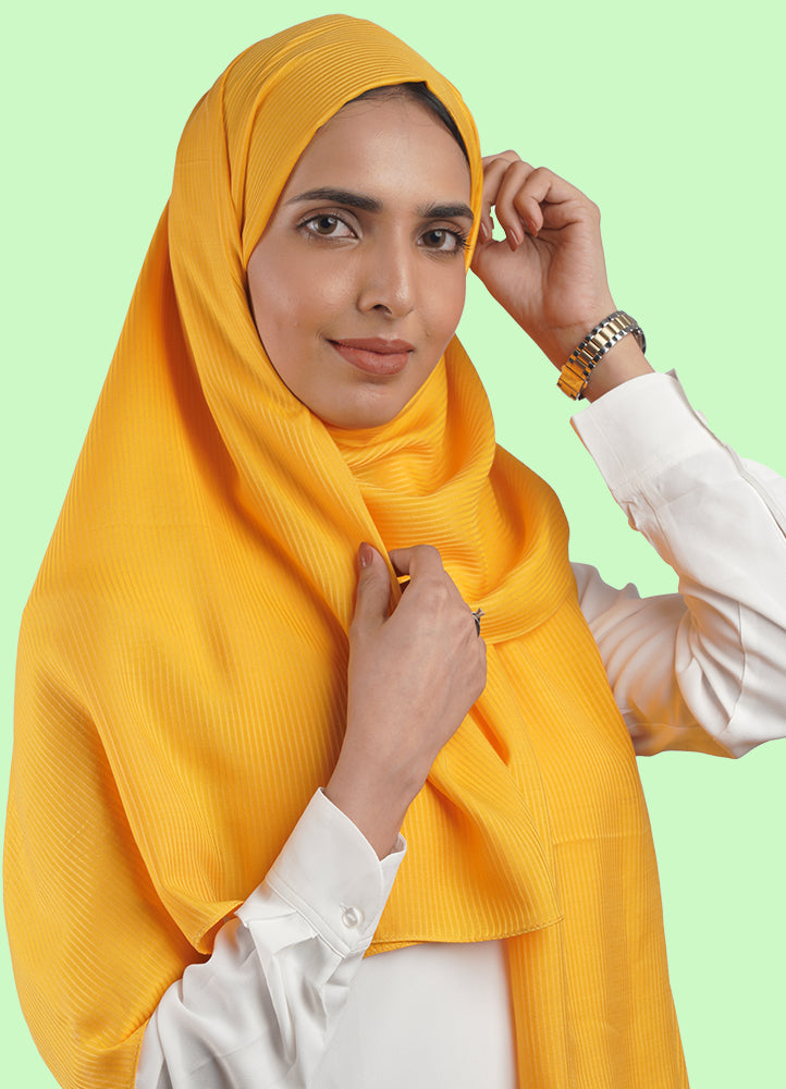 Spanish - Striped Lime Mustard Hijab/Scarf
