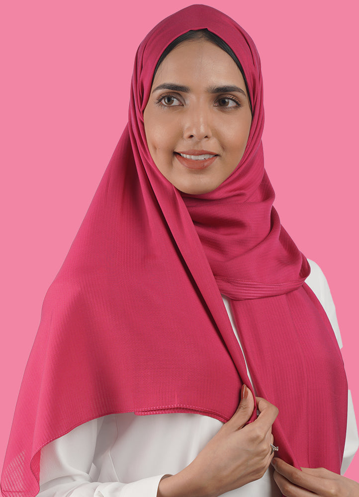 Spanish - Striped Hot Pink Hijab/Scarf