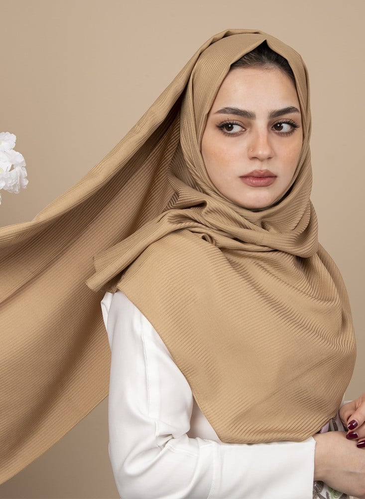 Spanish - Striped Brown Hijab/Scarf