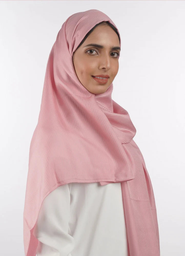 Spanish - Striped light Pink Hijab/Scarf