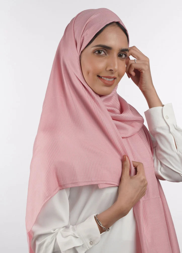 Spanish - Striped light Pink Hijab/Scarf