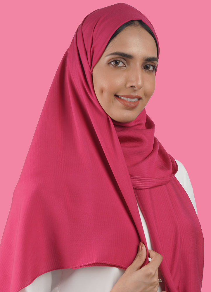 Spanish - Striped Hot Pink Hijab/Scarf