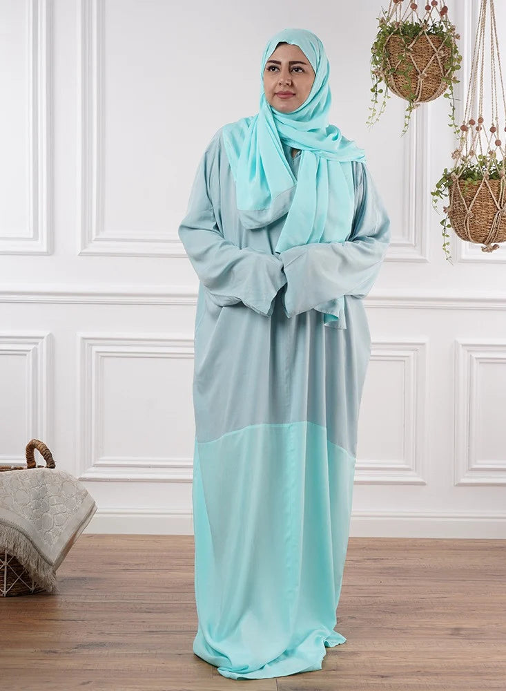 Afaq Two-Tone Prayer Garment: Tiffany and Light Blu