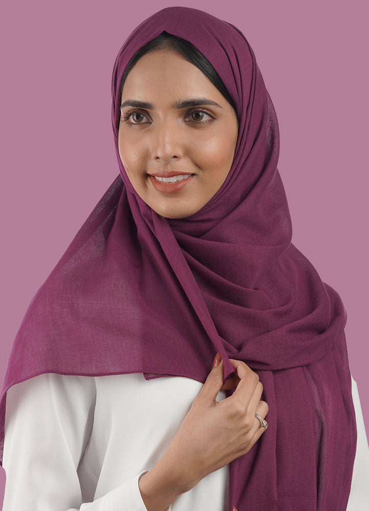 Spanish - Dark Mauve Plain Hijab/Scarf