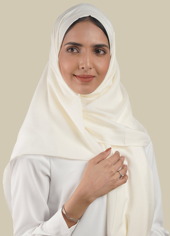 Spanish - Striped Cream Hijab/Scarf